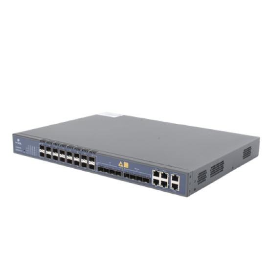 OLT de 16 puertos EPON con 12 puertos Uplink (4 puertos Gigabit Ethernet + 4 puertos SFP + 4 puertos SFP+) , hasta 1,024 ONUS