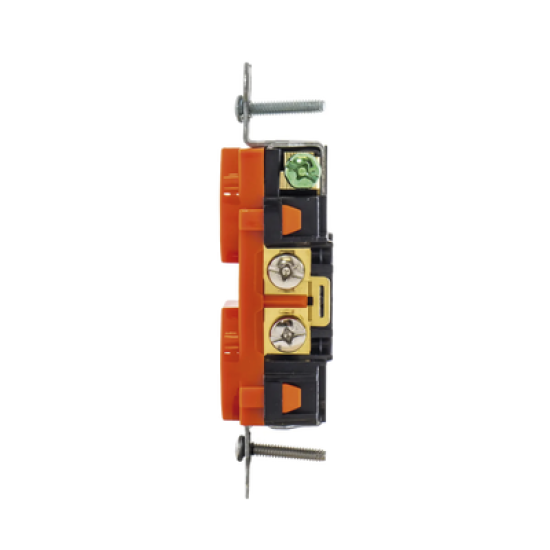 Contacto Dúplex Conexión a Tierra Aislada/ 20 A 125 V/ 2 polos 3 Hilos/ Color naranja/ Nema 5- 20R/ Grado Comercial.