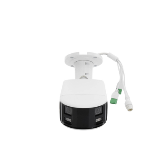 [ PROTECCIÓN ACTIVA ] Bala IP Panorámica 8 Megapixel (4K) / 2 Lentes 4 mm (180°) / Imagen a Color 24/7 (ColorVu) / PoE / WDR 130° / IP67 / ACUSENSE / Luz Estroboscópica y Alarma Audible / 40 mts Luz Blanca / Micro SD