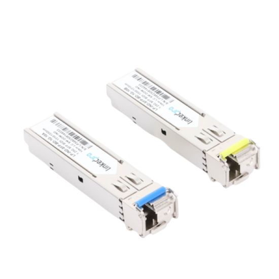 Transceptores Ópticos Industriales Bidireccionales SFP (Mini-Gbic) / Monomodo 1310 & 1550 nm / 1.25 Gbps / 1000BASE-BX / Conector LC/UPC Simplex / DDM / Hasta 10 km / 2 Piezas