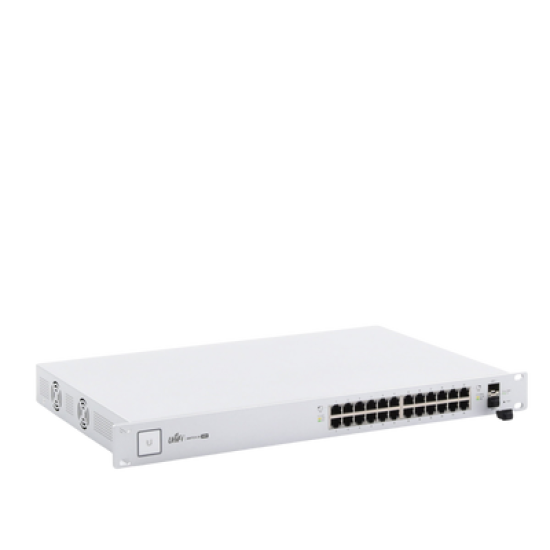 Switch PoE UniFi capa 2 Administrable de 26 puertos Gigabit (24 eth PoE y 2 SFP) 802.3 af/at / Pasivo 24V, 500 Watts, throughput de 38.69 Mpps
