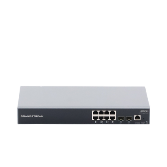 Switch Gigabit Administrable / 8 puertos 10/100/1000 Mbps + 2 Puertos SFP Uplink / Compatible con GWN Cloud.