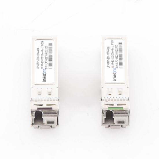 Transceptores Ópticos Bidireccionales SFP+ (Mini-Gbic) / Monomodo 1270 & 1330 nm / 10 Gbps / 1000BASE-BX / Conector LC/UPC Simplex / DDM / Hasta 40 km / 2 Piezas 