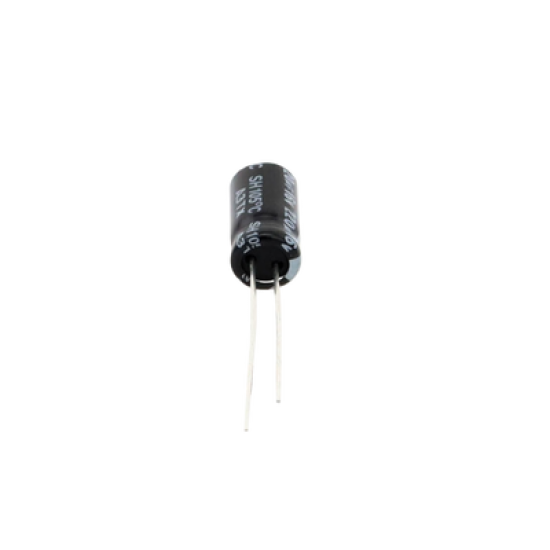 Capacitor Electrolítico en Aluminio, Radial de 220 µFd, 16 Vcc, 105 °C, 6.3 x 11 mm.