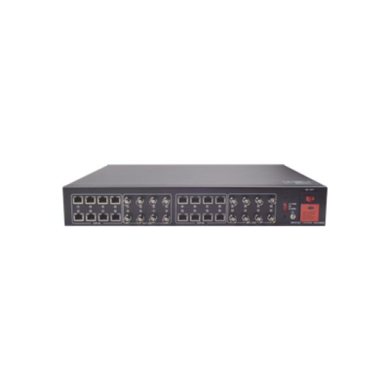 Kit de TRANSCEPTOR ACTIVO DE 16 Canales / VIDEO+PODER en un solo Cable UTP / 150m en 4K, 200m en 5 MP/ Envía 36 Vcc y recibe 12 Vcc / TODO INCLUIDO PARA RACK / Compatible con cámaras HD-TVI/CVI/AHD/CVBS / Instalación Limpia 