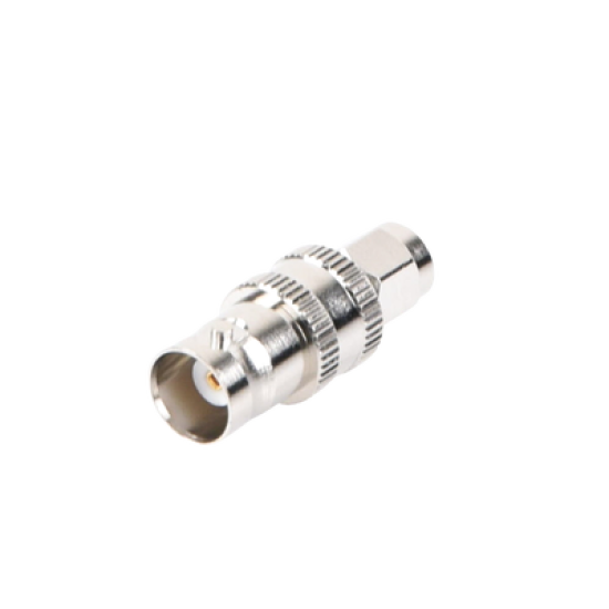 Adaptador en Línea de Conector SMA Macho a BNC Hembra, Níquel/ Oro/ Teflón.