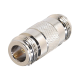 Adaptador Barril en Linea para 50 Ohm, de Conector N Hembra a N Hembra, Plata/ Oro/ Teflón.