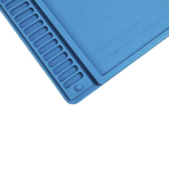 Tapete de silicona de 45 x 30 cm, resistente al calor con áreas magnéticas y de almacenamiento de componentes, ideal para la reparación de equipos y tarjetas electrónicas.