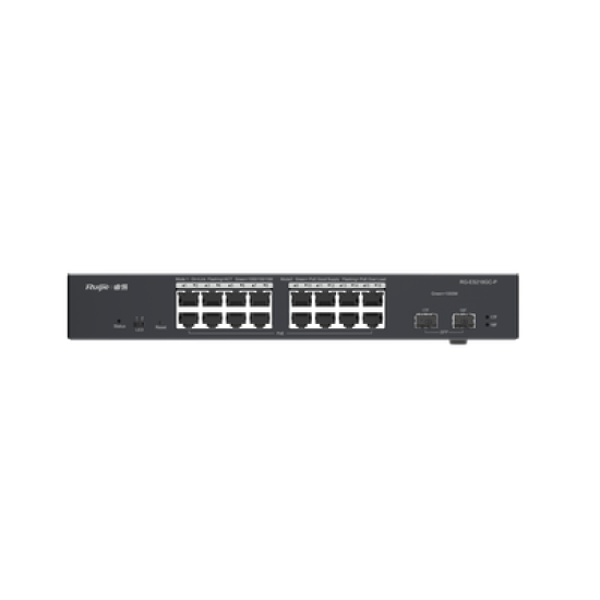 Switch L2 Administrable PoE con 16 Puertos Gigabit PoE 802.3 AF/AT + 2 SFP para fibra 1Gb, Gestión Gratuita Desde la Nube, 240 Watts