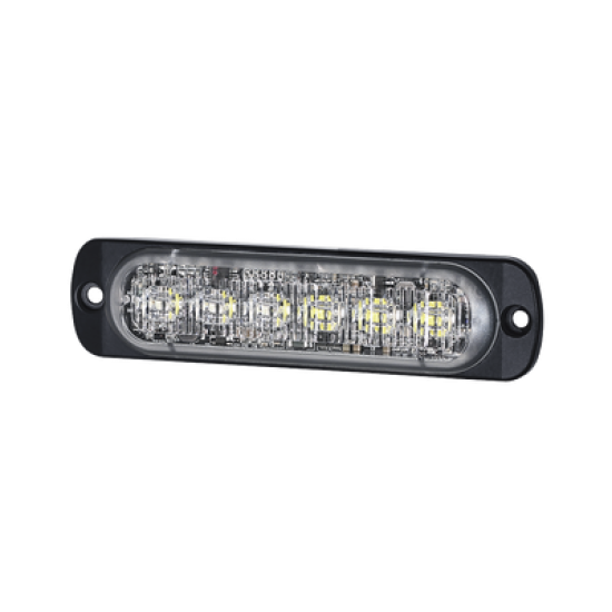 Luz Auxiliar de 12 LED, Rojo/Claro, SAE, Bisel Negro, Lente Transparente