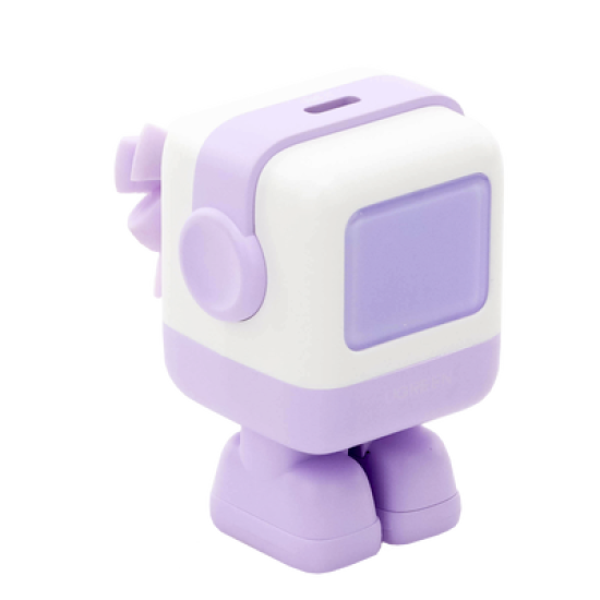 Cargador Mini GaNRobot 30W serie Nexode | 1 USB-C de Carga Rápida | Tecnología GaN II | Multiprotocolo PD/QC/SCP/FCA | Carga Inteligente | Pantalla LED | Zapato Magnético Extraíble | Thermal Guard | Color Lila.