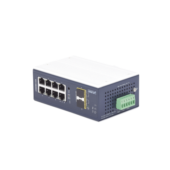 Switch Industrial Administrable Capa 2, 8 Puertos 10/100/1000T, 2 Puertos SFP 1G / 2.5 G BASE X