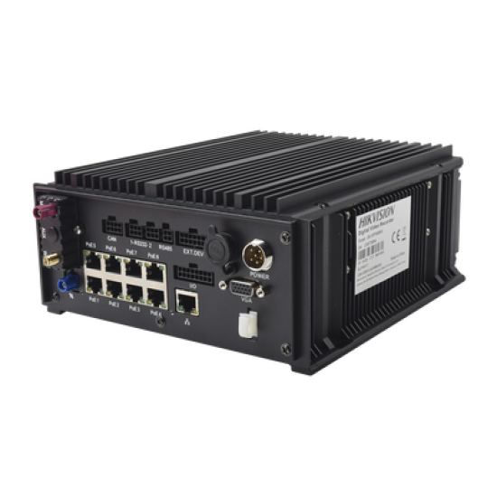 NVR Móvil de 8 Canales de 2 Megapixel / 8 Puertos PoE / 2 Bahías de Disco Duro / Incluye Modulo GPS, WiFi y 4G