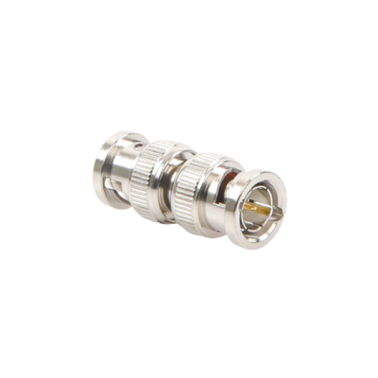 Adaptador tipo Barril para 75 Ohm, de Conector BNC Macho a BNC Macho, Niquel/ Oro/ Teflón.