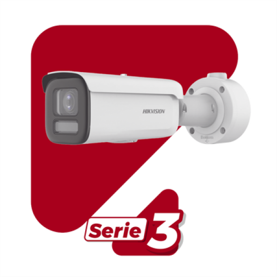 Bala IP 4 Megapixel / Lente Mot. 2.7 a 13.5 mm / Dual Light (60 mts IR + 60 mts Luz Blanca ) / Darkfighter S / Exterior IP67  / IK10 / WDR 130 dB / 4 Analíticos: AcuSense, Deteccion Facial, Conteo de Personas por Cruce y Zona