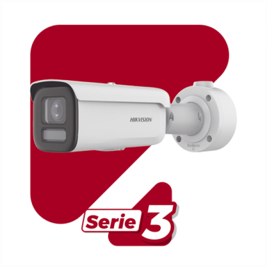 Bala IP 8 Megapixel / Lente 4 mm / Dual Light (60 mts IR + 60 mts Luz Blanca ) / Darkfighter S / Exterior IP67  / WDR 130 dB / 4 Analíticos: AcuSense, Deteccion Facial, Conteo de Personas por Cruce y Zona