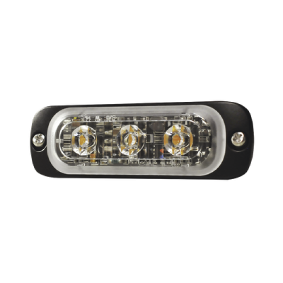 Luz Auxiliar de 3 LED, Ambar, SAE, 12-24 Vcd, Lente transparente