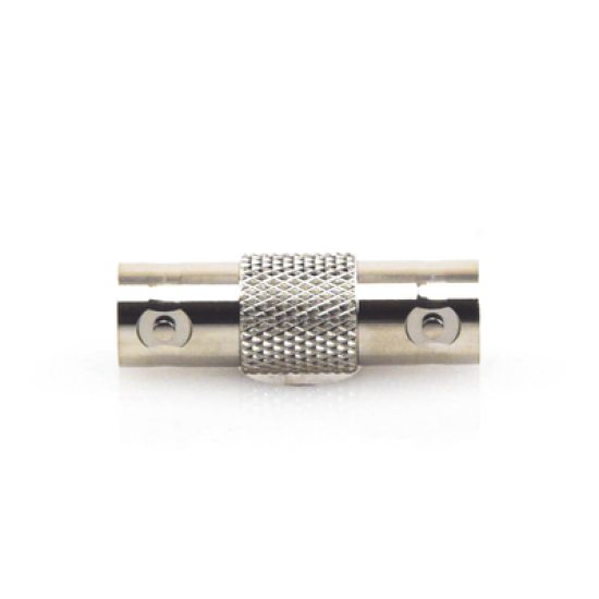 Adaptador Tipo Barril para 50 Ohm de Conectores BNC Hembra a BNC Hembra, Niquel/Oro/Polipropileno.