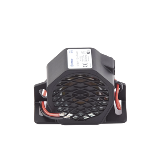 Alarma de reversa vehicular, 12-24 Vcc, 107 dBA