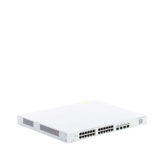 Switch Administrable Capa 3 con 24 puertos Gigabit PoE 802.3af/at + 4 SFP+ para fibra 10Gb, gestión gratuita desde la nube, 370w