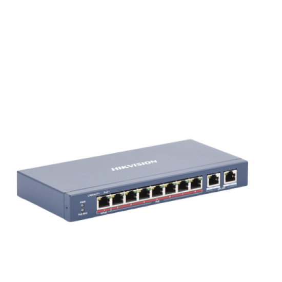 Switch PoE+ / No Administrable / 6 Puertos 10/100 Mbps 802.3 af/at (30 W) / 1 Puerto 10/100 Mbps Hi-PoE (90 W)  / 2 Puertos 1000 Mbps Uplink / Modo Extendido hasta 300 Metros / 110 Watts