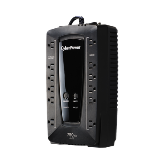 UPS de 750 VA/450 W, Topología Línea Interactiva, Entrada 120 Vca NEMA 5-15P, Tipo Gabinete Compacto, Con 12 Tomas NEMA 5-15R