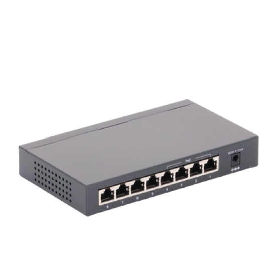 Switch Gigabit PoE+ no administrable de 8 puertos 10/100/1000 Mbps, solo 4 puertos PoE, para escritorio