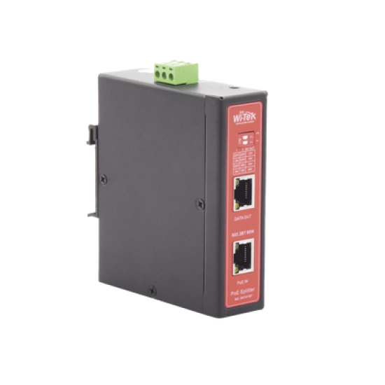 Splitter PoE IN hasta 90 W / Salida DC 12v/16V/24v o 48V / Carcasa metálica / Industrial soporte para riel DIN / Aplicaciones CCTV
