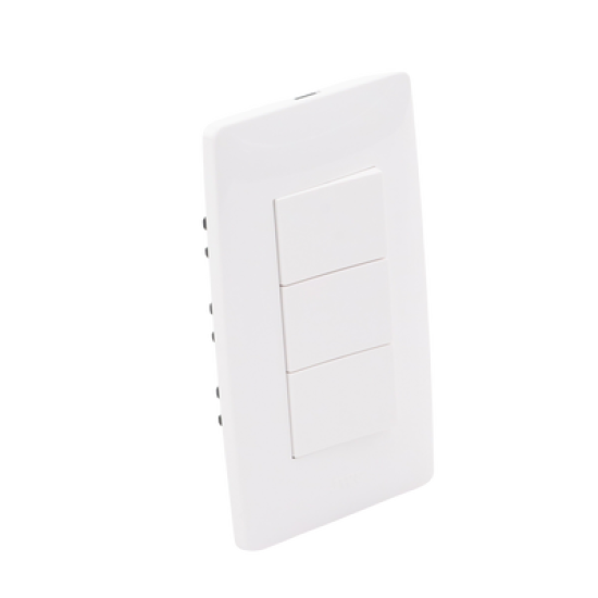 Apagador Triple Sencillo de 10 A/ 127 V CA ~ 60 Hz / Color Blanco.