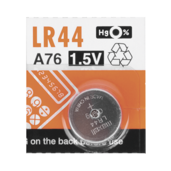 Batería Alcalina tipo LR44 (de botón) de 1.5 V 110 mAh 