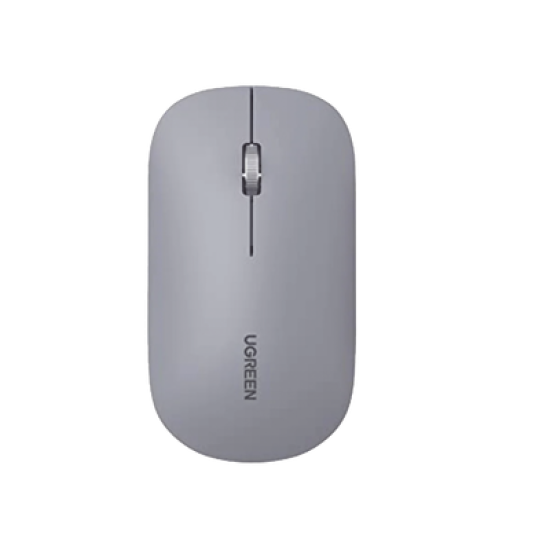 Mouse inalámbrico 2.4 GHz | Ultra Delgado y Silencioso | DPI 1000/1600/2000/4000 (Ajustable) | Alcance 10m | Scroll de Aluminio | Adaptable a diferentes superficies | Diseño suave al tacto | Contiene Receptor USB | Color Gris.