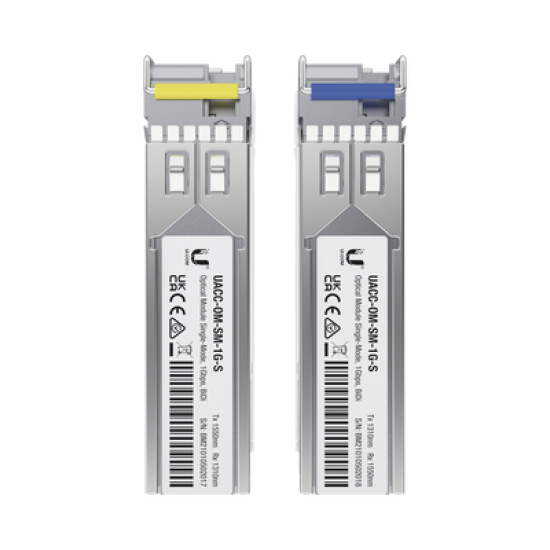 UFiber Módulo SFP, transceptor MiniGibic MonoModo 1.25 Gbps, distancia 3km, Simplex, un conector LC, incluye 2 tranceptores