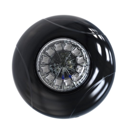 Estrobo Oculto de 12 LED, Brida negra, 12 Vcd, Rojo/Azul, Lente transparente