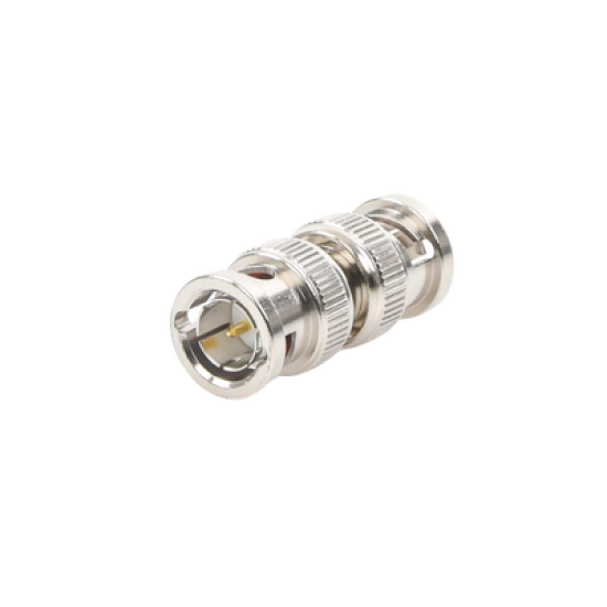 Adaptador tipo Barril para 75 Ohm, de Conector BNC Macho a BNC Macho, Niquel/ Oro/ Teflón.