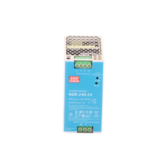 Fuente de Poder Industrial de 240W, salida 24Vcc, 10A, para montaje Riel Din