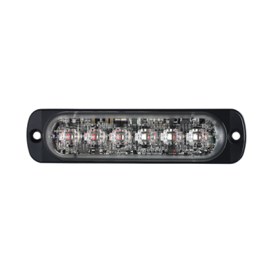 Luz Auxiliar de 12 LED, Rojo/Azul, SAE, Bisel Negro, Lente Transparente