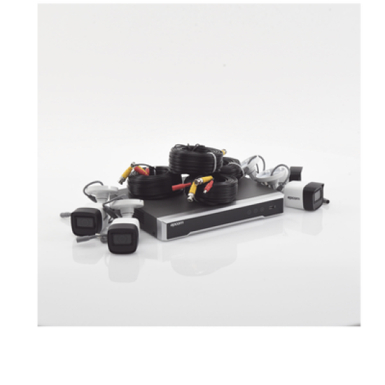 Kit TURBOHD 5 Megapixel / DVR 4 Canales / 4 Cámaras de 5 Megapixel con Micrófono Integrado / 4 Cables 18 Metros / Fuente de Poder Profesional 