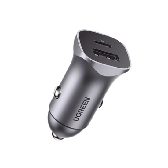 Cargador de Auto 30W | 2 Puertos USB-A y USB-C | Carga Rápida | Compatible con Vehículos de 12 y 24 VCD | PD3.0, QC4.0, SCP, PPS | Indicador Led | Diseño Compacto | Chip Inteligente | Caja de Aluminio.