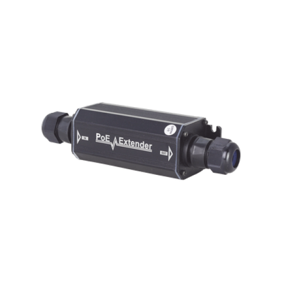 Extensor PoE / 100 Metros / Intemperie (IP66) /  60 Watts / 1 Puerto de Entrada  / 1 Puerto de Salida PoE / No requiere alimentación.