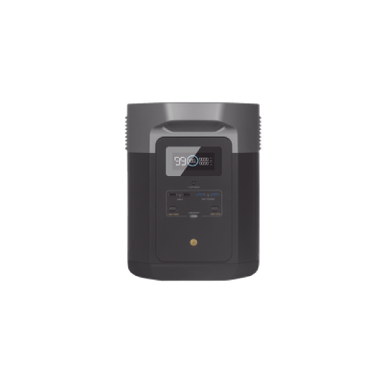 EcoFlow DELTA 2 MAX | Estación de Energía Portátil 2048Wh Litio LFP / 6 AC 2400 W (Max. 3400W) / 2 USB-C 100W / Capacidad para Aumentar Respaldo / Cargador de Coche 10A a 12.6V / Conectividad WiFi y Bluetooth (App) / Carga Solar 1000W