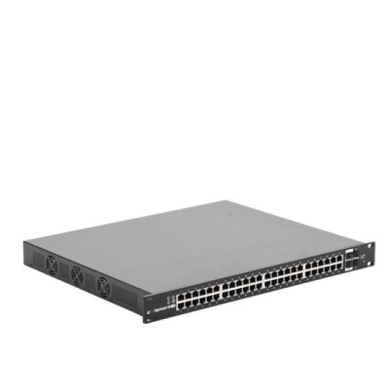 Switch EdgeMAX Administrable de 48 Puertos Gigabit con PoE+/PoE Pasivo 24V + 2 Puertos SFP + 2 Puertos SFP+, 750 W