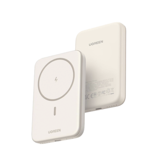 Power Bank MagSafe de 10000mAh | 20W | Carga Inalámbrica y por Cable USB-C | Sistema de Protección Inteligente | Tecnología de Carga Rápida | Ultra Delgado | Ultra ligero | Compatible con iPhone 15/14/13/12 | Color Beige.