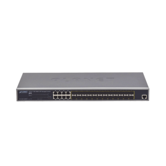 Switch Administrable Capa 2 con Fuente de Alimentación Redundante, 24 Puertos SFP Gigabit 100/1000X, 8 Puertos Combo RJ45 Gigabit.