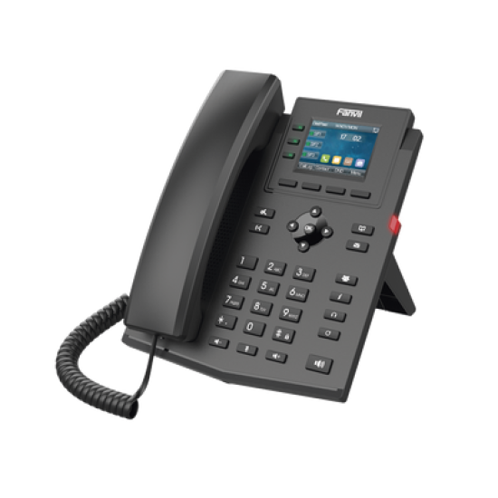Teléfono IP empresarial para 4 líneas SIP con pantalla LCD de 2.4 pulgadas a color, Opus y conferencia de 3 vías, PoE.