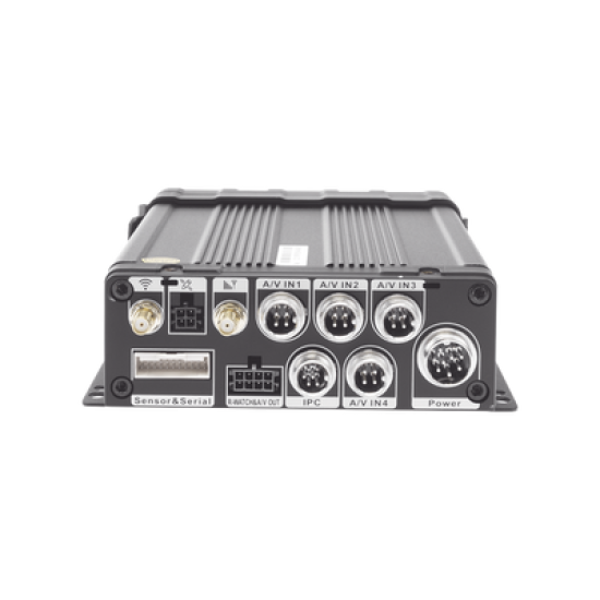 DVR Móvil / Multiplataforma / 4 Canales AHD 2 Megapixel / Almacenamiento en Memoria SD / H.265 / Chip IA Embebido / Soporta 4G / GPS