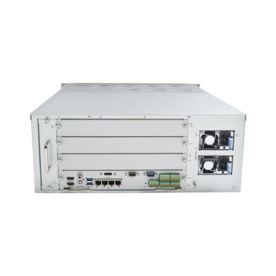 NVR 12 Megapixel (4K) / 128 canales IP / 24 Bahías de Disco Duro / 4 Puertos de Red / Soporta RAID con Hot Swap / NVR de Alto Desempeño 