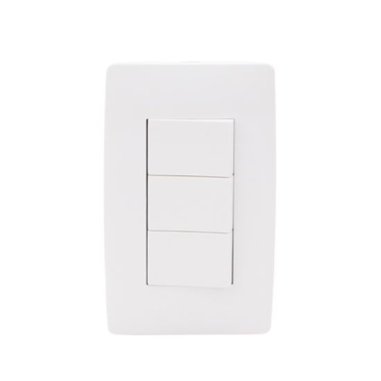 Apagador Triple Sencillo de 10 A/ 127 V CA ~ 60 Hz / Color Blanco.