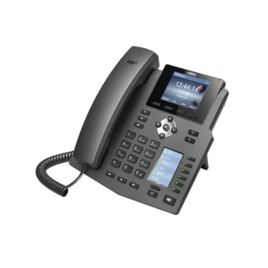 Teléfono IP empresarial para 4 Líneas SIP con 2 pantallas LCD, 6 teclas BLF/DSS, puertos Gigabit y conferencia de 3 vías, PoE