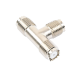 Adaptador en T, de Conector Mini-UHF Hembra a Doble Mini-UHF Hembra, Níquel/ Plata/ Teflón.