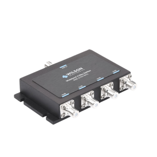 Divisor de potencia de 4 vías para la distribución de señal a dos antenas de servicio | 6 dB de pérdida por puerto | Conectores F hembra